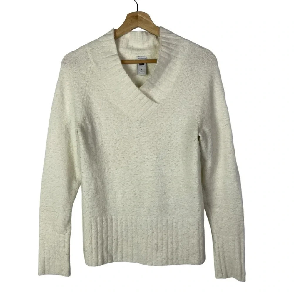 Gap White Y2K V-Neck Pullover Textured Sweater S